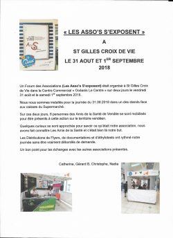 Les Asso's S'exposent 31.08 et 1er.09.2018